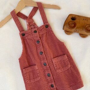 Kids Corduroy Button-Down Overalls - Pink